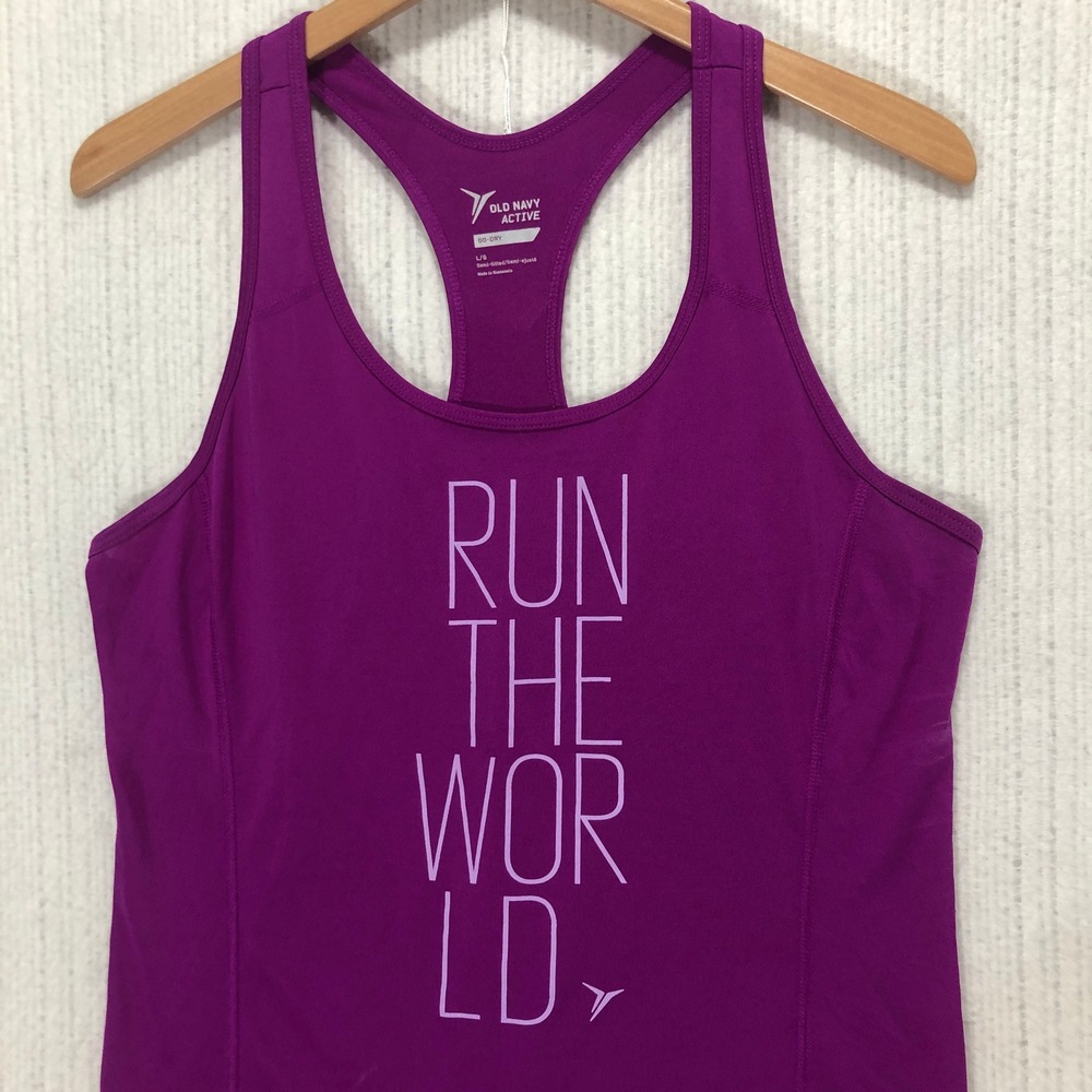 Old Navy Active Purple Run the World Tank Top Racerback Athletic Womens L